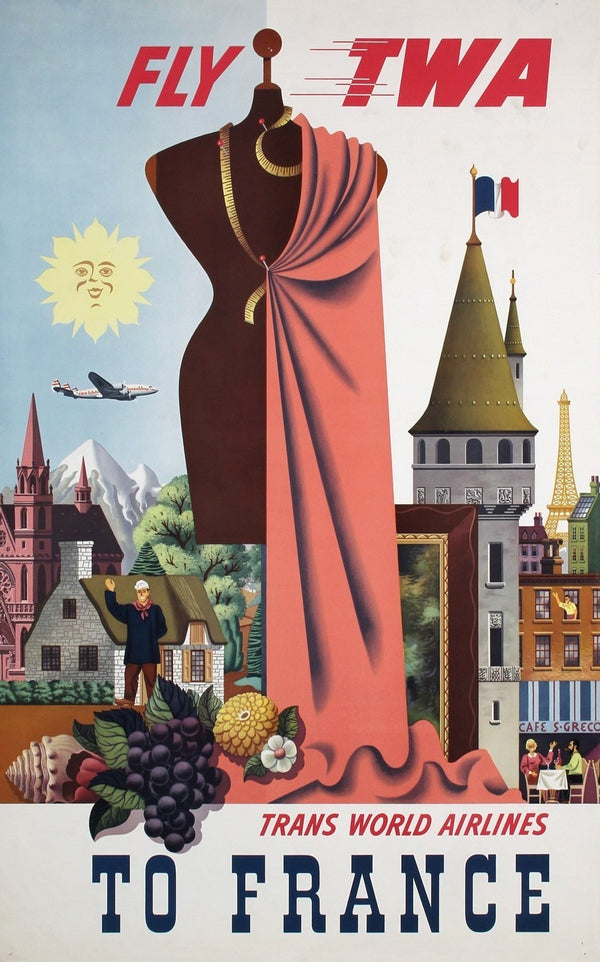 Trans World Airlines (TWA), France - Authentic Vintage Poster