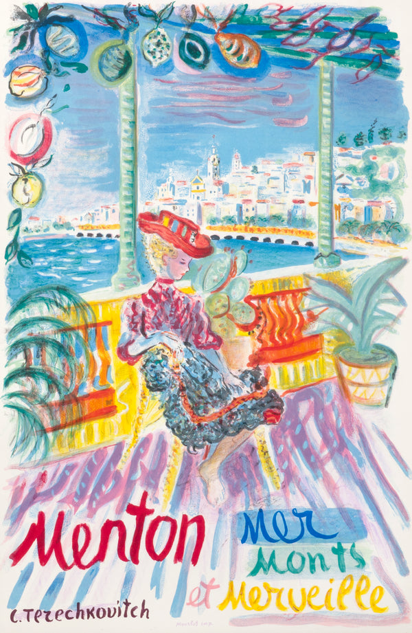 Visit Menton by Terechkovitch - Authentic Vintage Poster