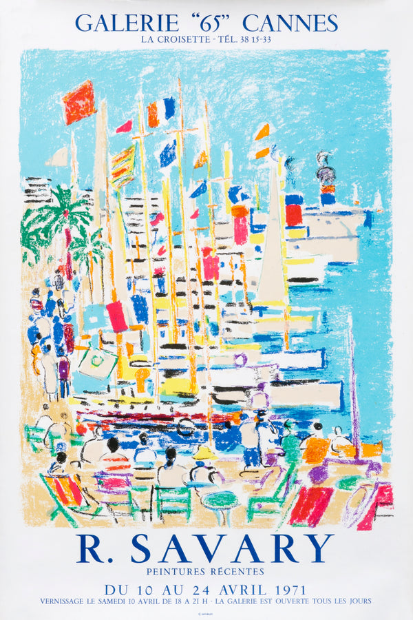 R. Savary- Galerie "65" Cannes, Seaside - Authentic Vintage Poster