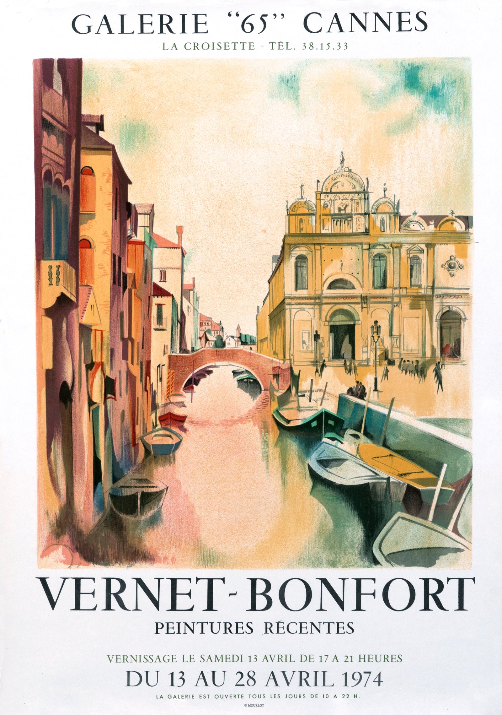 Vernet-Bonfort- Galerie "65" Cannes, Venice - Authentic Vintage Poster