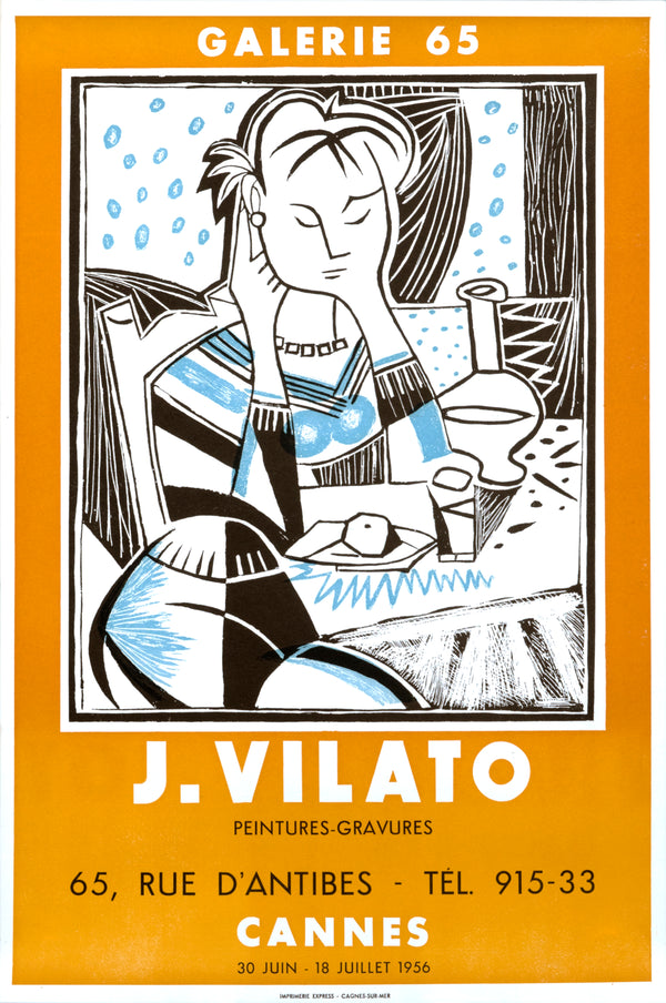 J. Vilato- Galerie 65, Cannes - Authentic Vintage Poster