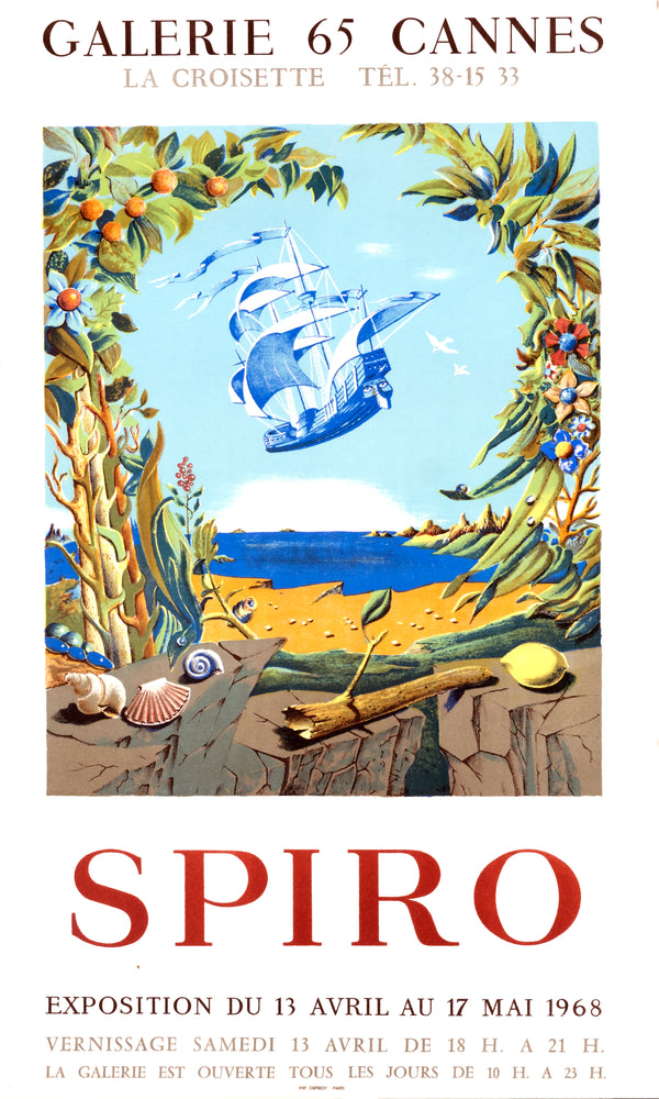 Spiro, Galerie "65" Cannes - Authentic Vintage Poster