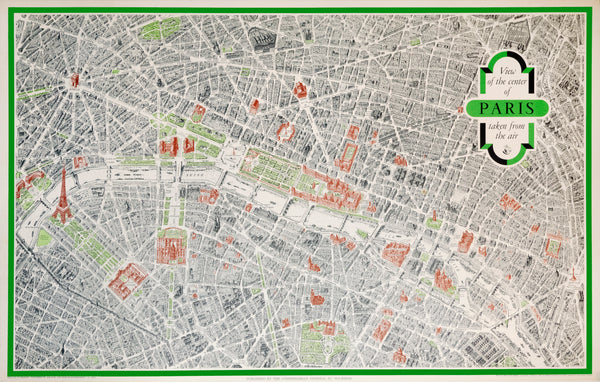 Aerial Map of Paris - Authentic Vintage Poster