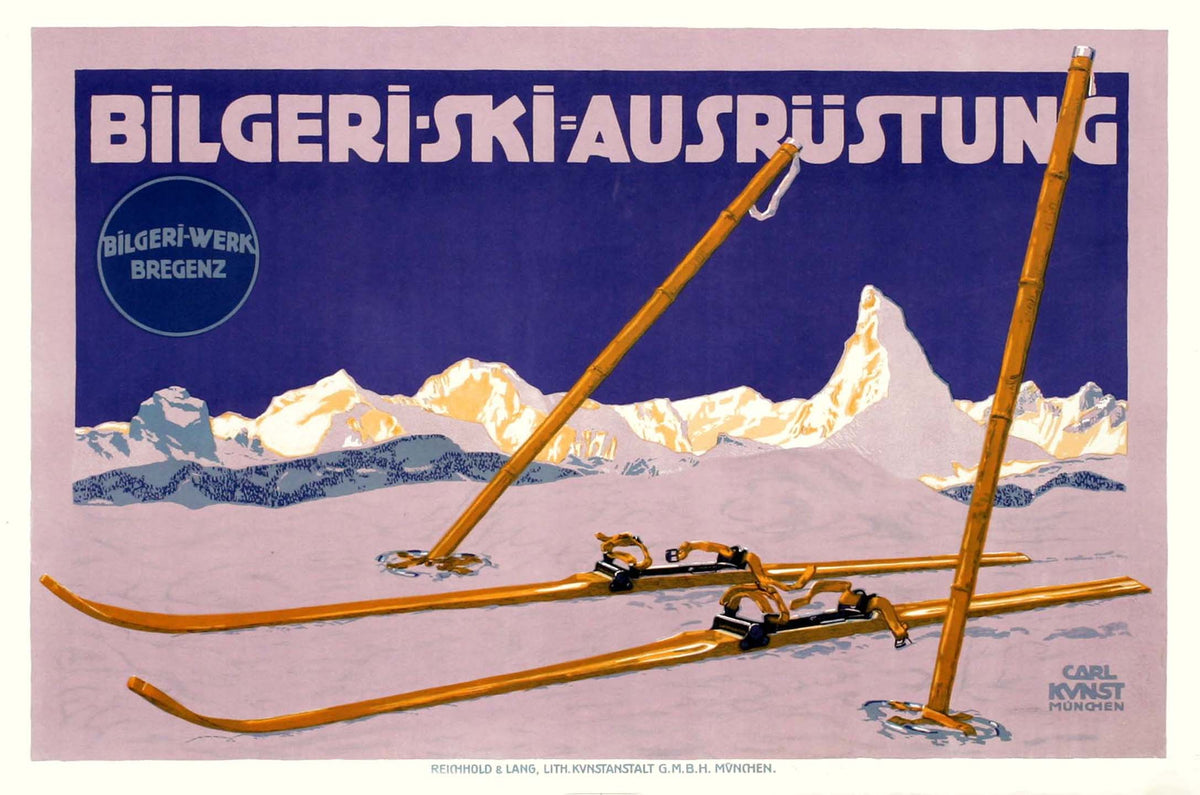 Bilgeri-Ski Equipment by Carl Kunst - Authentic Vintage Poster