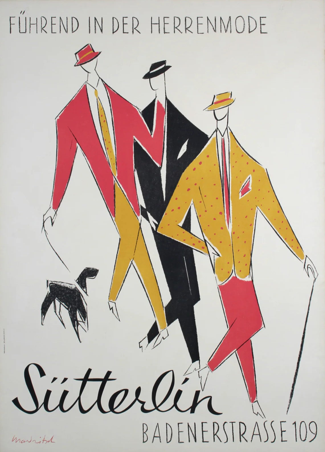 Sütterlin - Herrenmode by Karl Madritsch, ca. 1955 - Authentic Vintage Poster