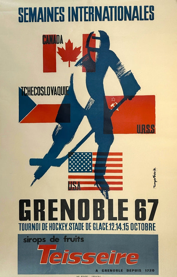 Grenoble International Weeks, Ice Hockey - Authentic Vintage Poster