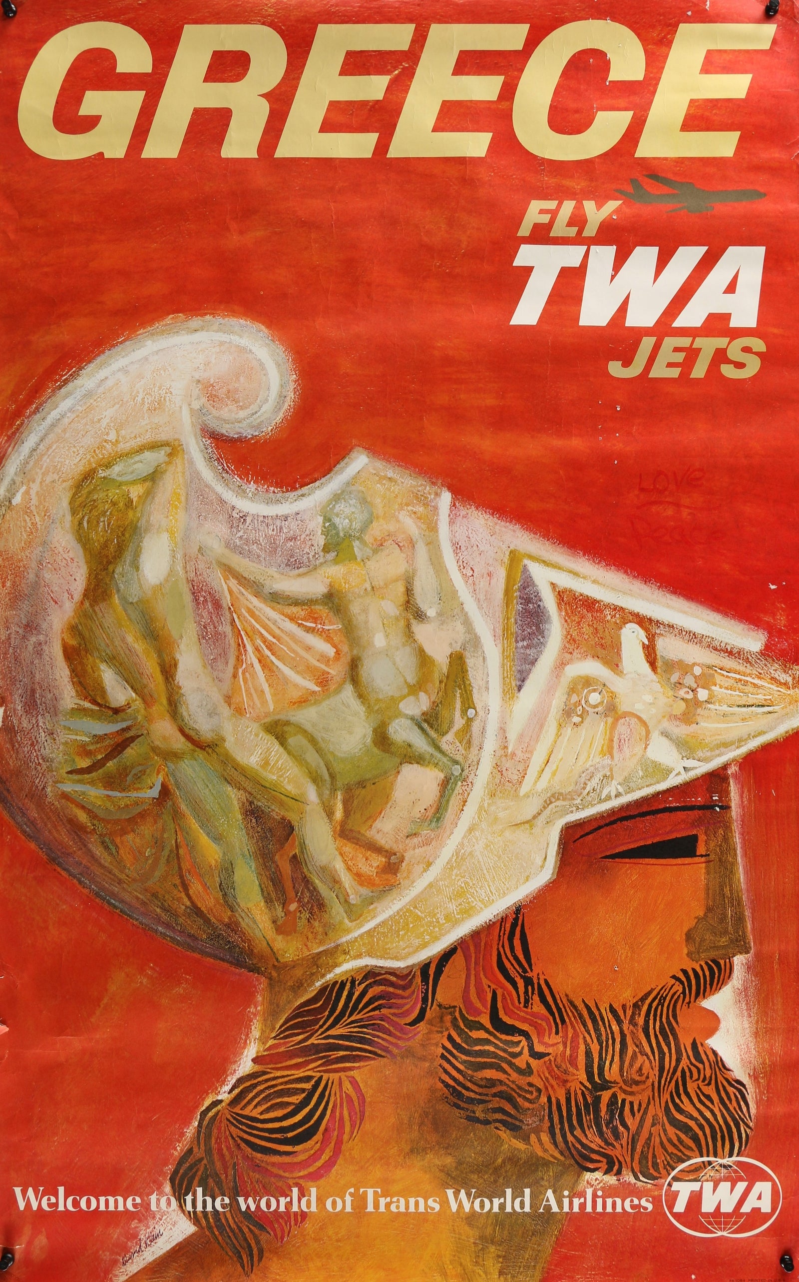 TWA Greece - Authentic Vintage Poster