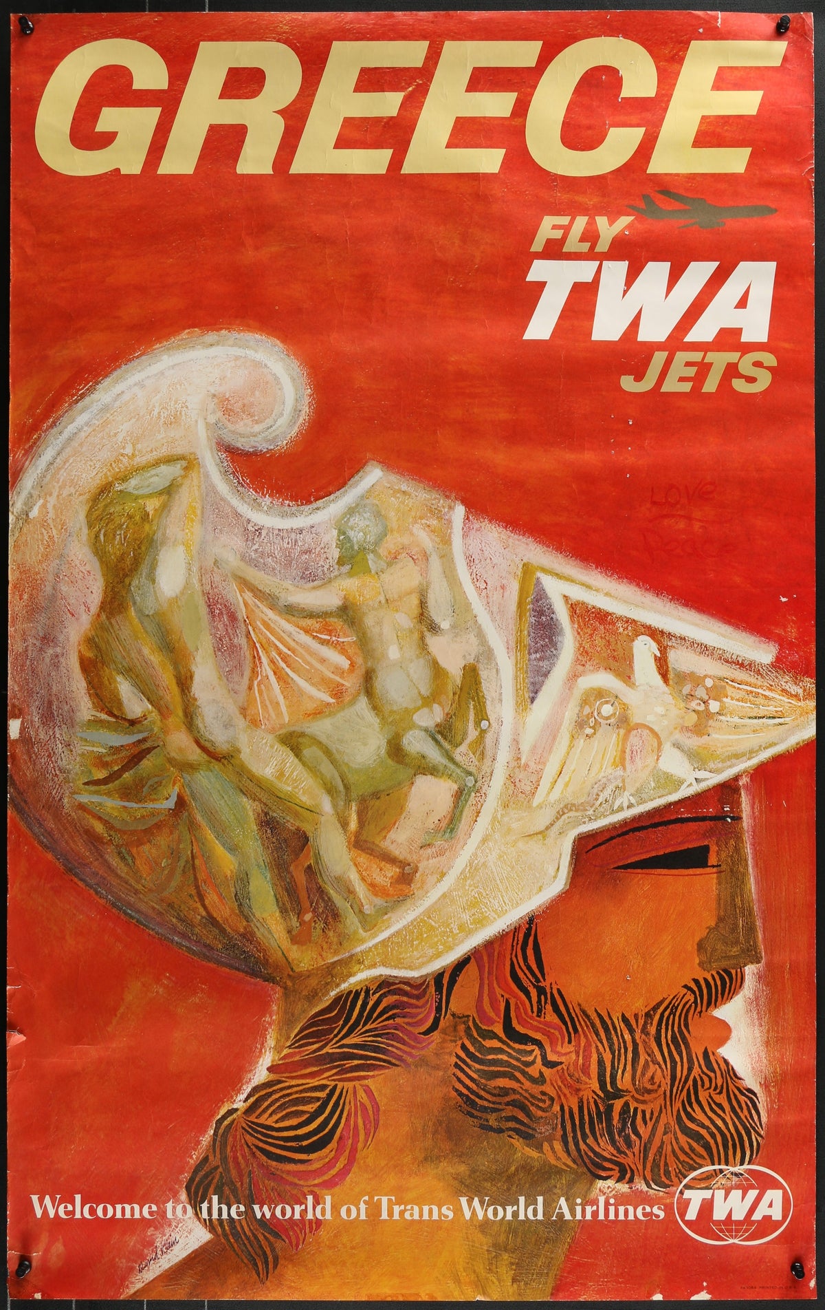 TWA Greece - Authentic Vintage Poster