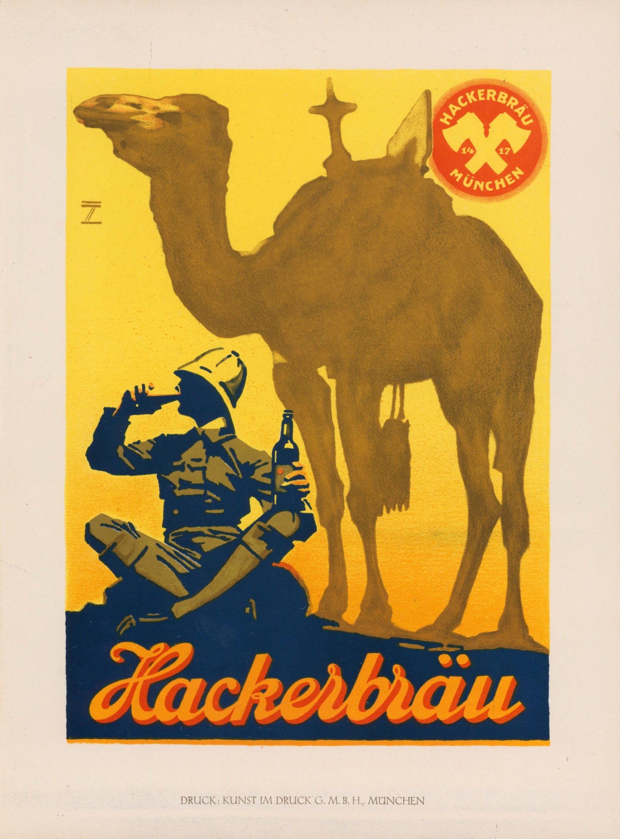 Hackerbrau (Bookplate) - Authentic Vintage Vintage Ad