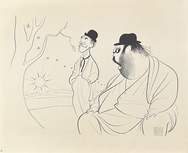 Waiting for Godot by Hirschfeld - Authentic Vintage Illustration