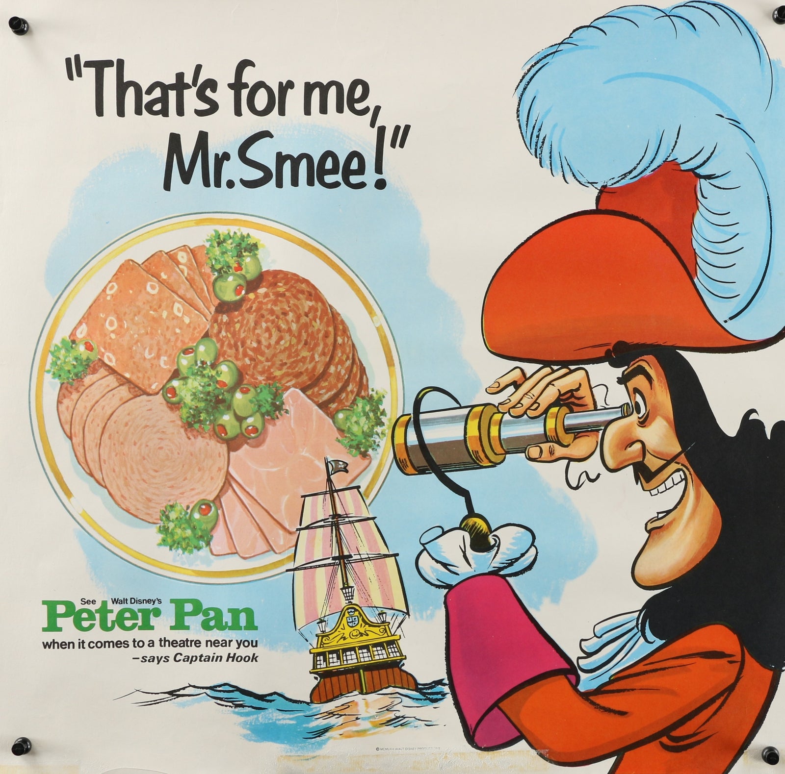 Peter Pan, hook  - Authentic Vintage Poster