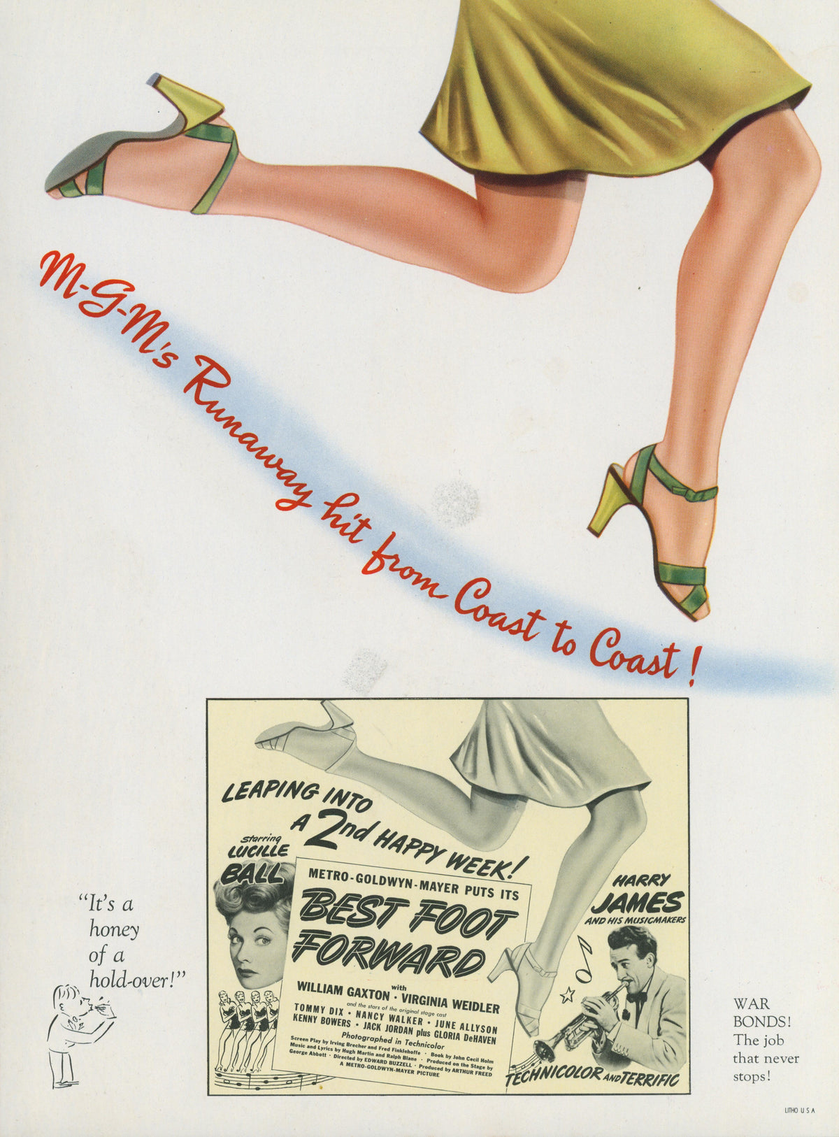 Best Foot Forward, Lucille Ball- Trade Ad - Authentic Vintage Illustration