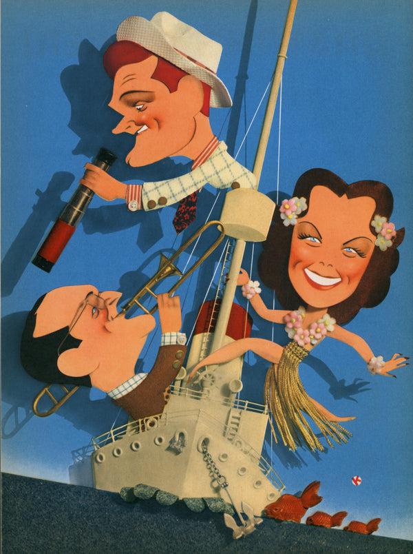 Ship Ahoy, Red Skeleton- Trade Ad - Authentic Vintage Illustration