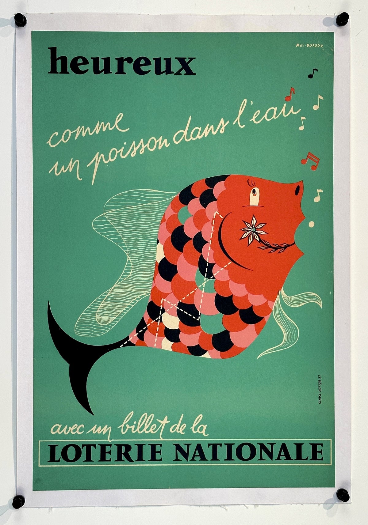 La Poisson, Loterie Nationale - Authentic Vintage Poster