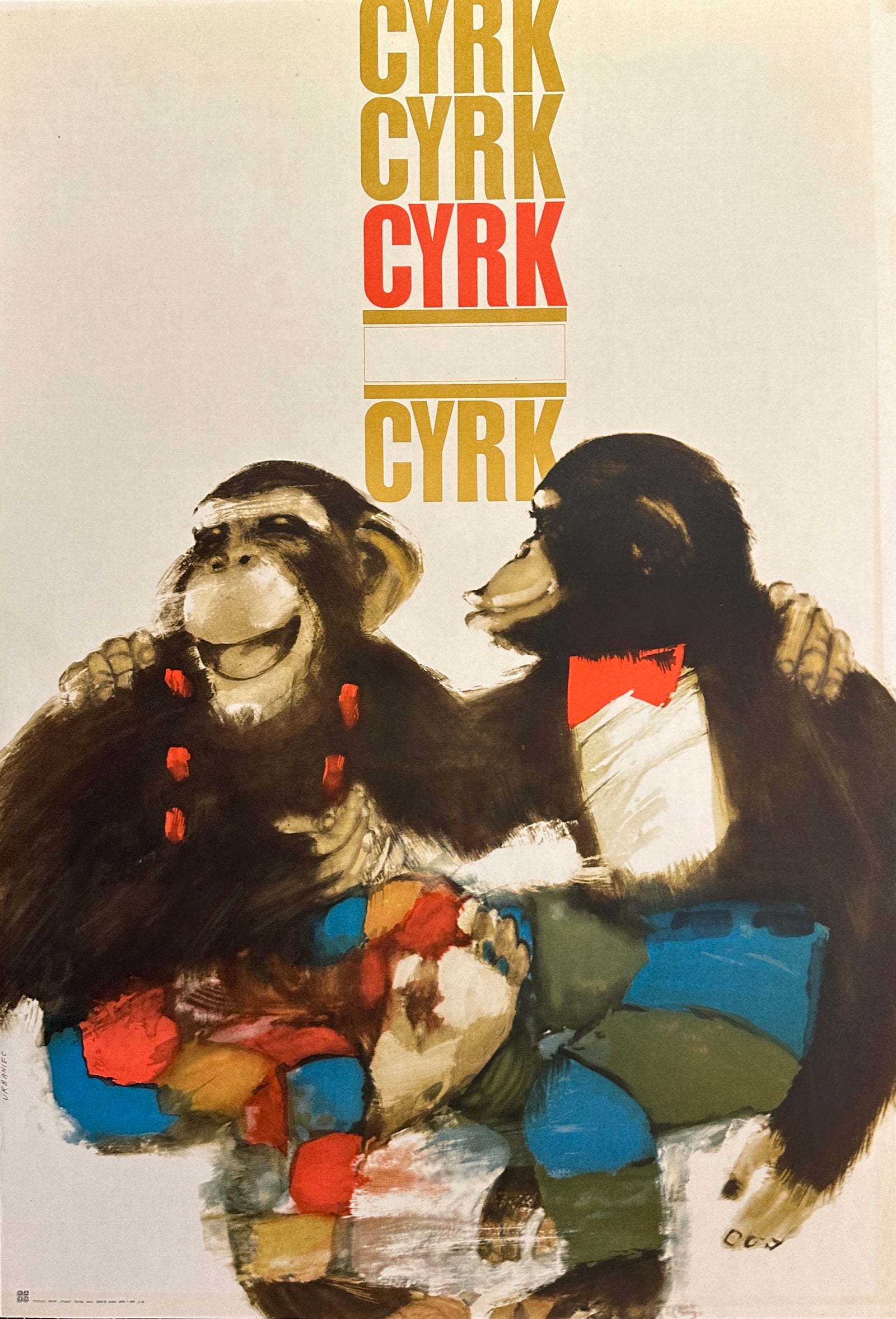 Cyrk Monkeys by Urbaniec - Authentic Vintage Poster