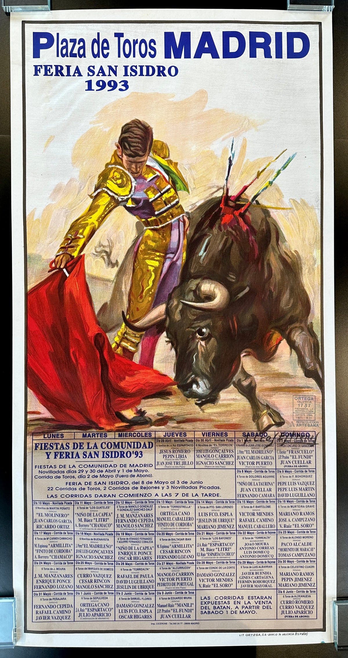 Plaza de Torros Madrid - Authentic Vintage Poster