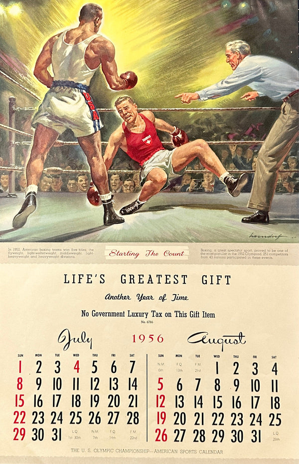 Boxing, Olympic Salesman Salesman Calendar - Authentic Vintage Vintage Ad