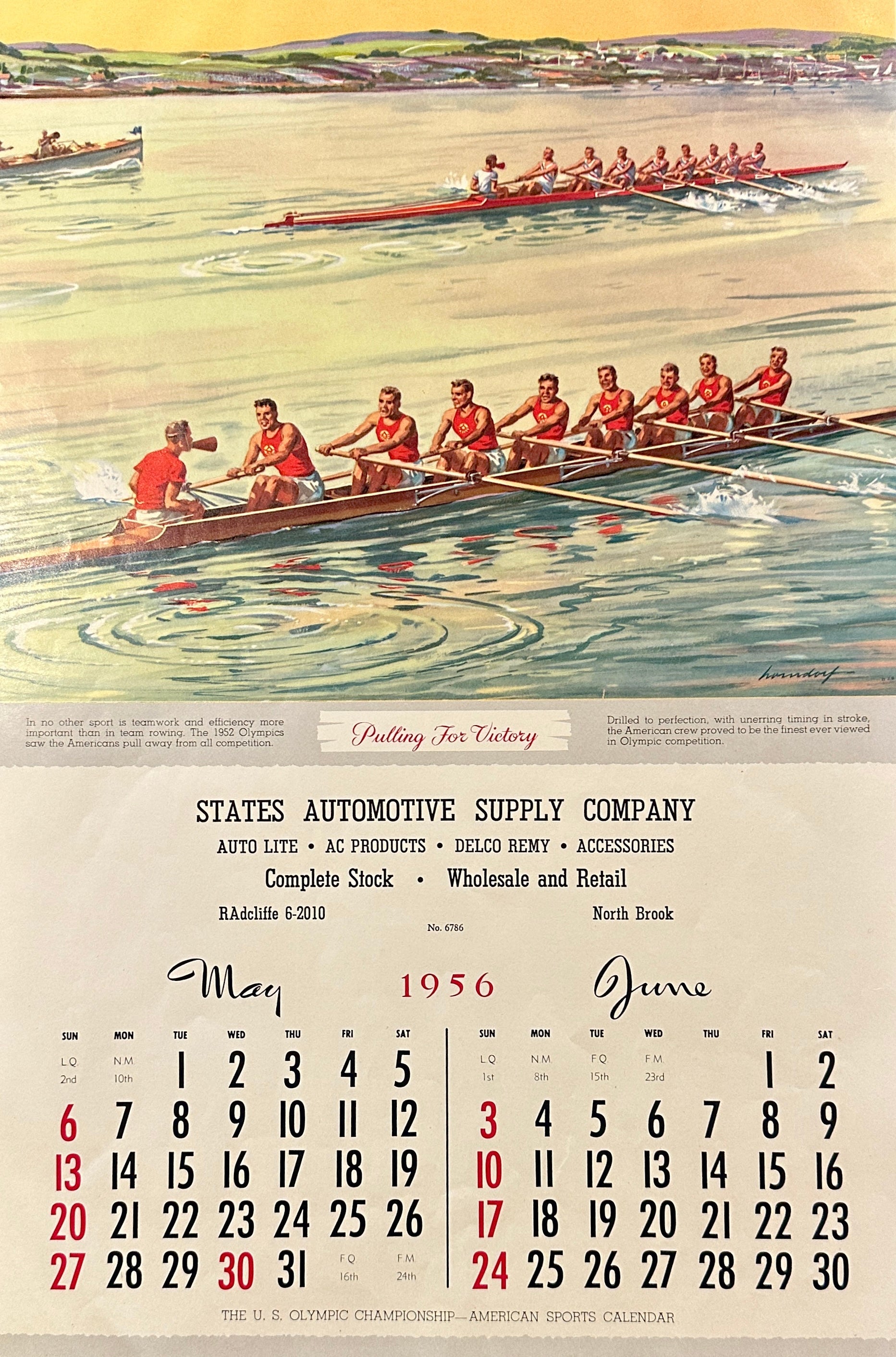 Original Vintage Ad - Rowing, Olympic Salesman Calendar - Authentic ...