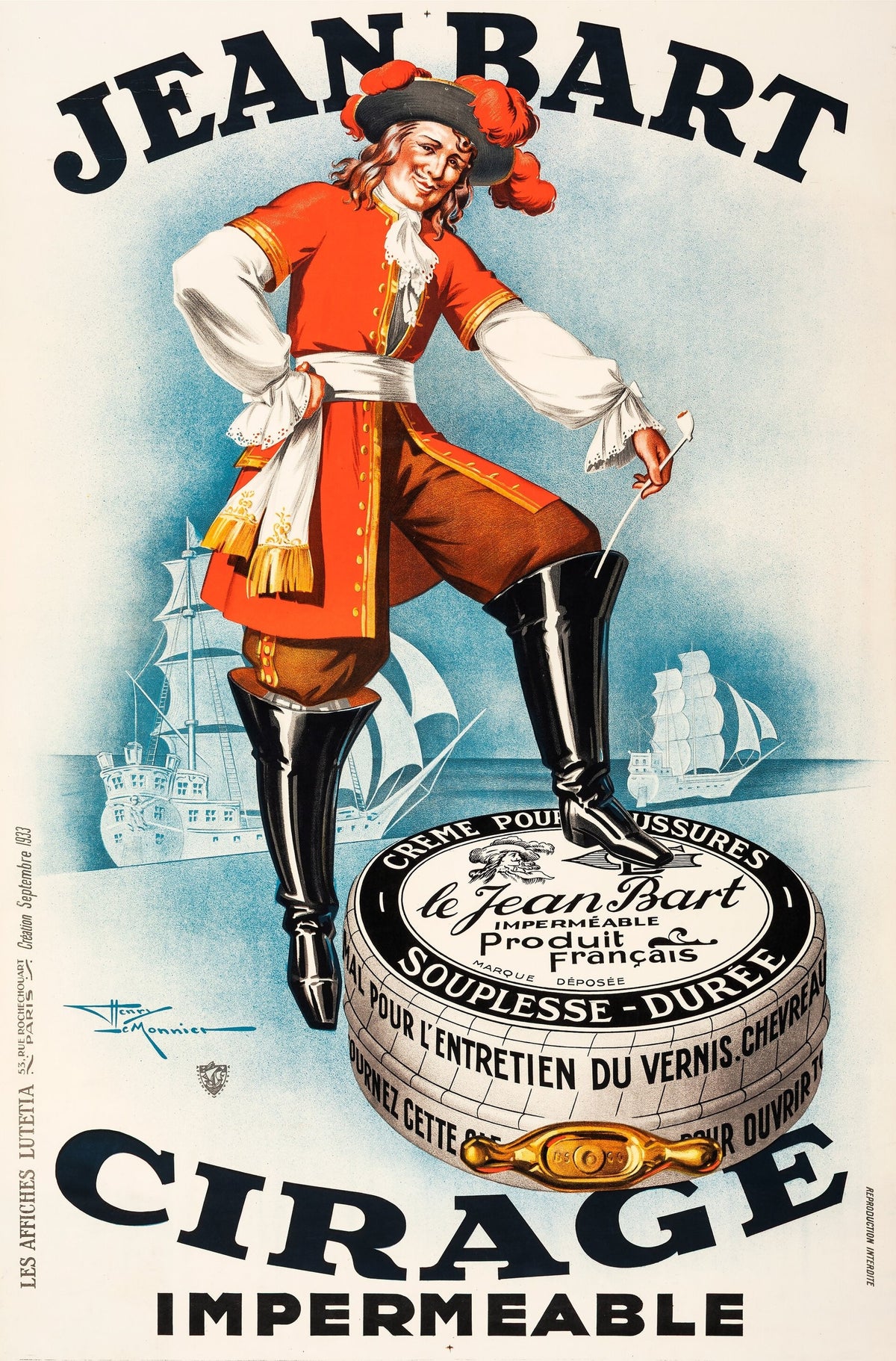 Jean Bart, Cirage Impermeable - Authentic Vintage Poster