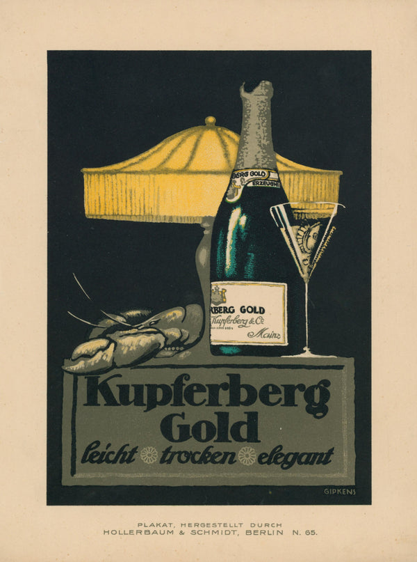 Kupferberg Gold, Lithograph - Authentic Vintage Vintage Ad