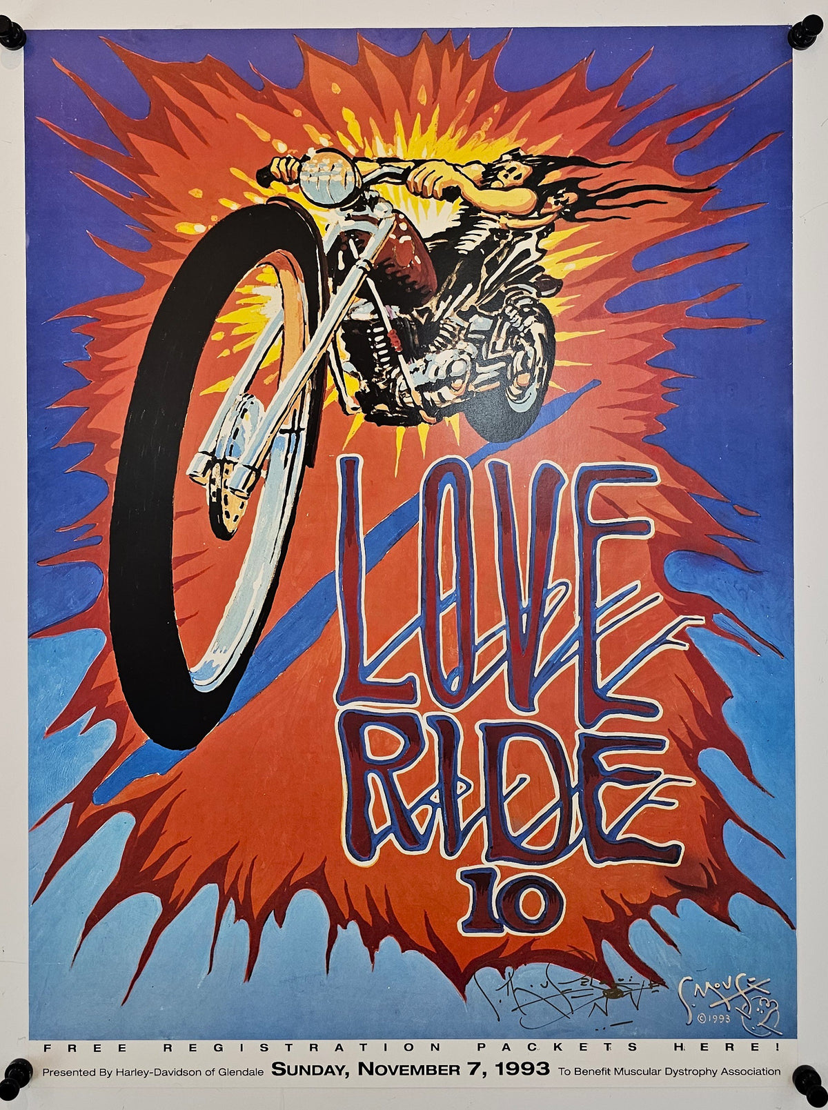 Harley Davidson, Love Ride by Stanley Mouse (Signed) - Original Vintage Poster