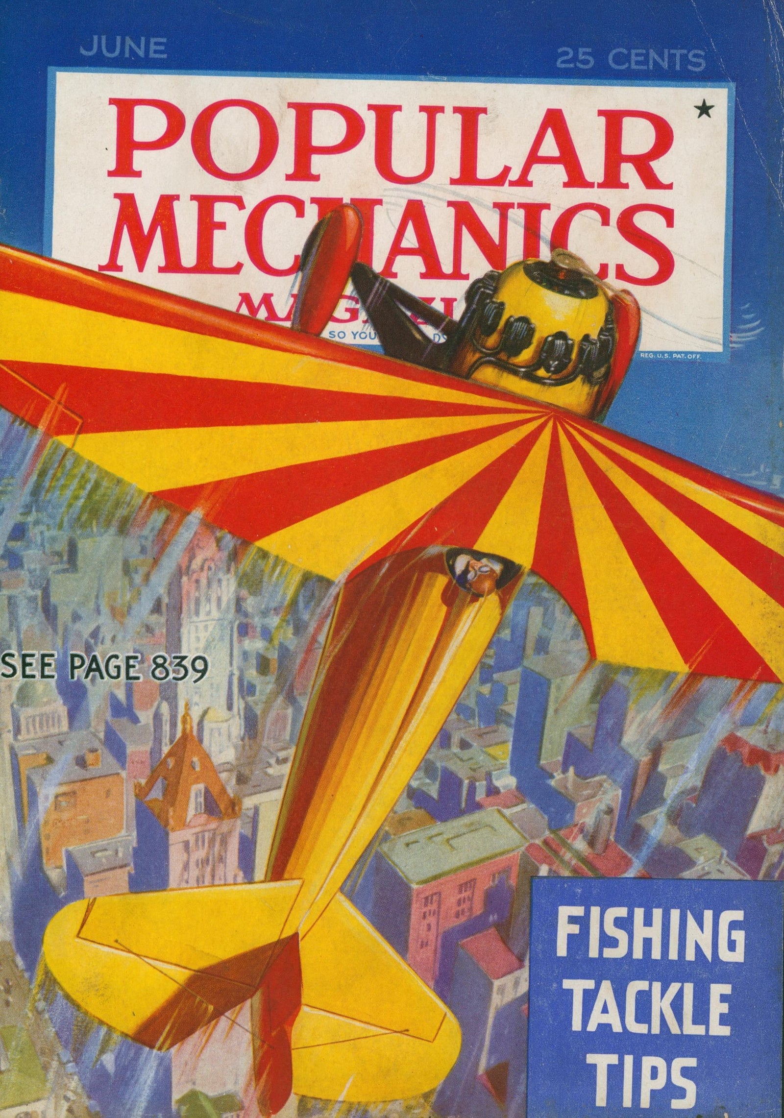 Winged Tackle- Popular Mechanics - Authentic Vintage Cover Art