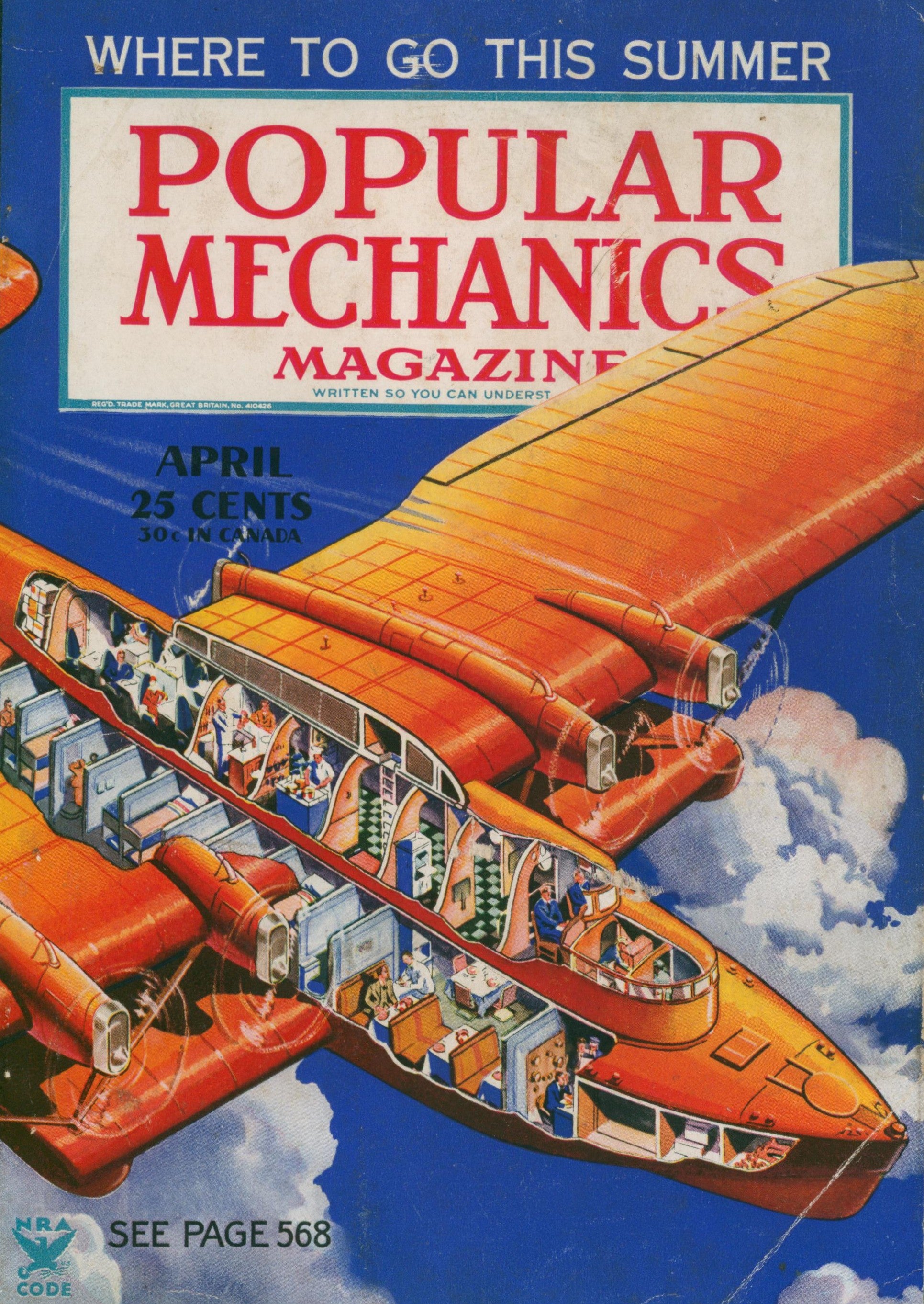 Summer Flight- Popular Mechanics - Authentic Vintage Cover Art