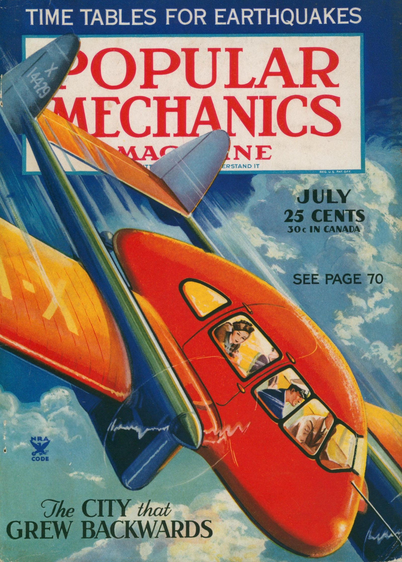 Turbo Touchdown- Popular Mechanics - Authentic Vintage Cover Art
