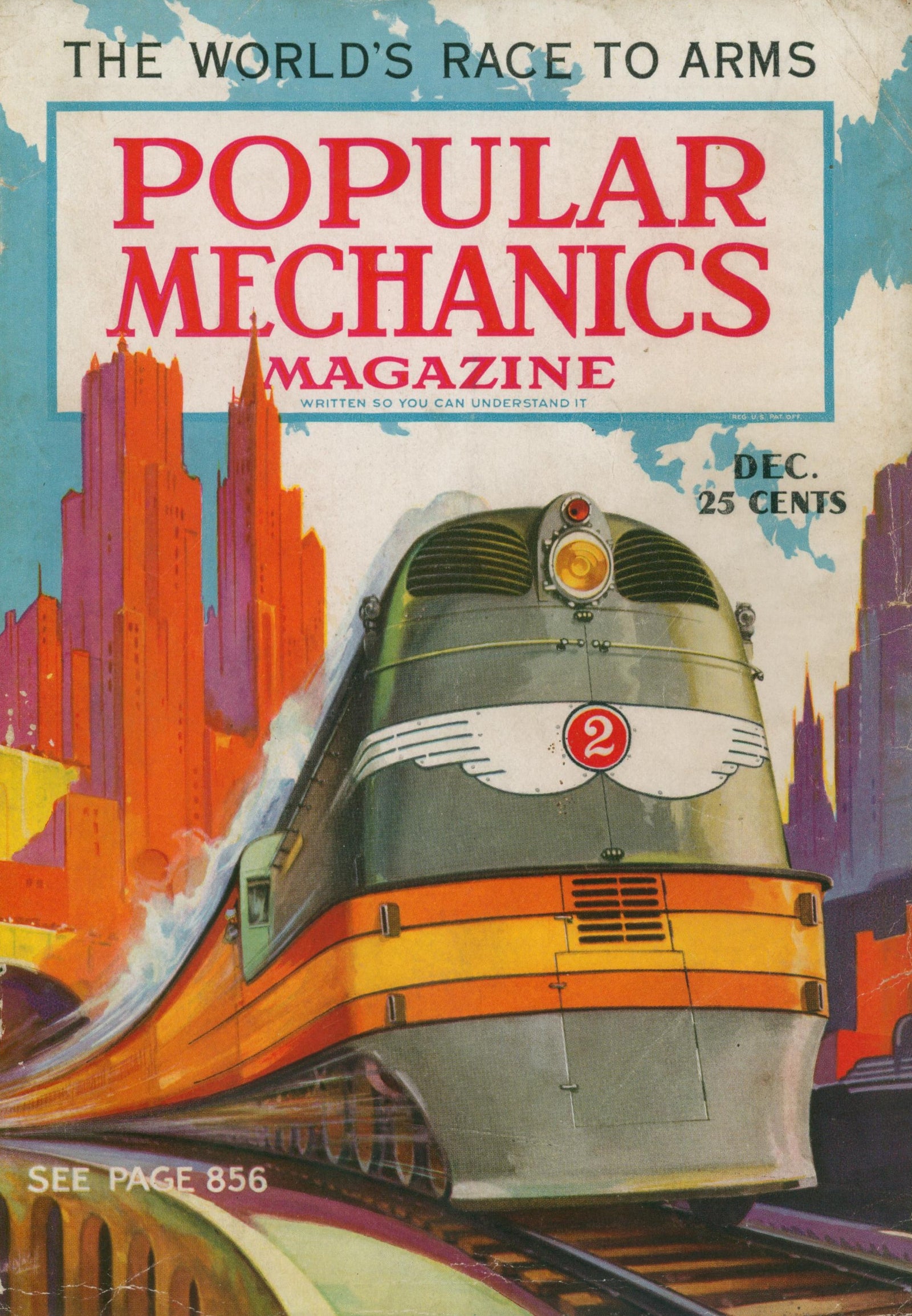 The World's Race- Popular Mechanics - Authentic Vintage Cover Art