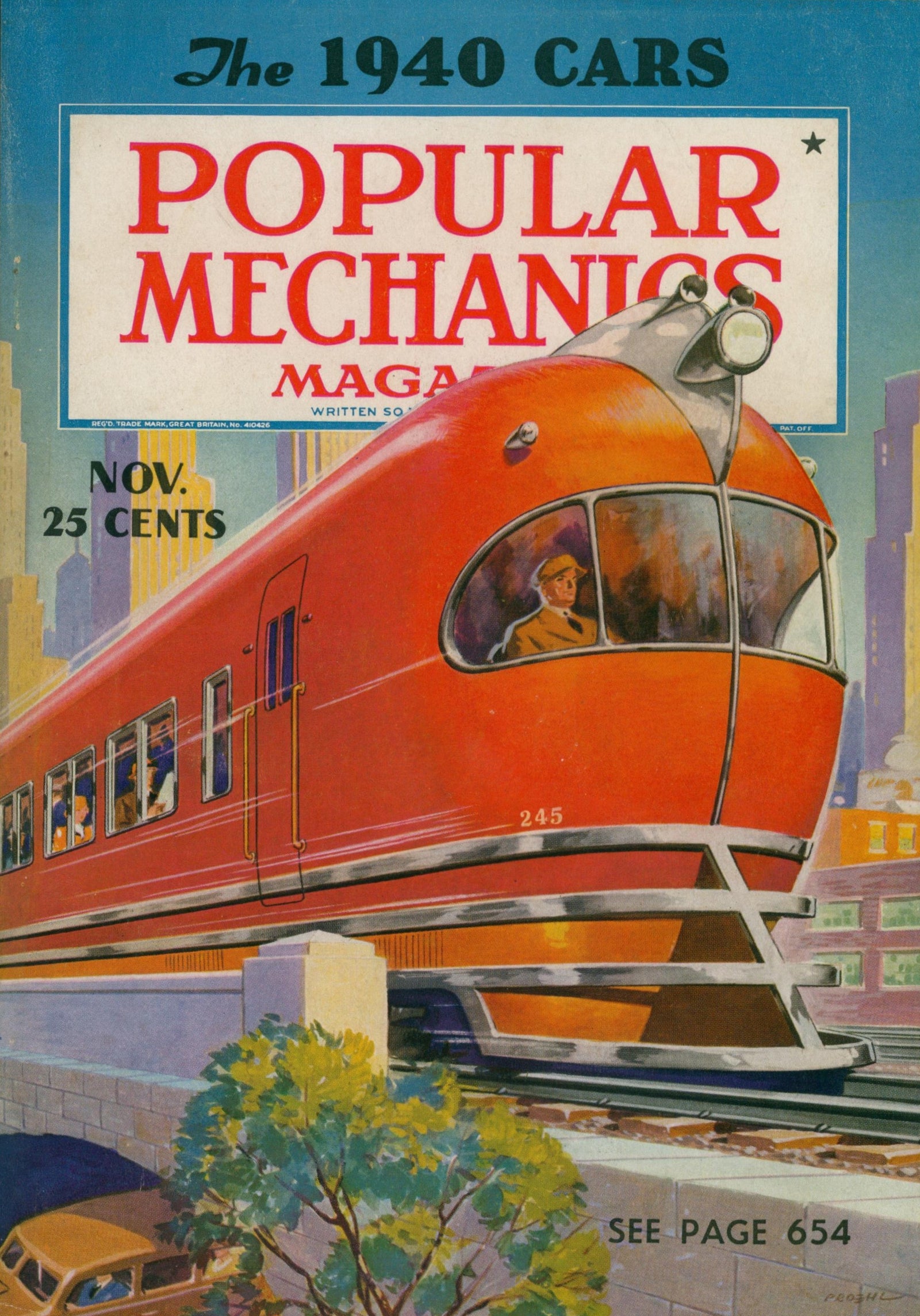 Bullet Train- Popular Mechanics - Authentic Vintage Cover Art