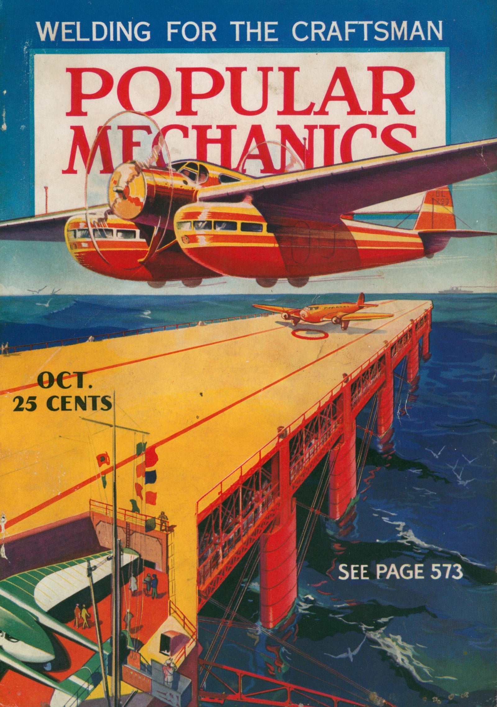 Sea Landing- Popular Mechanics - Authentic Vintage Cover Art