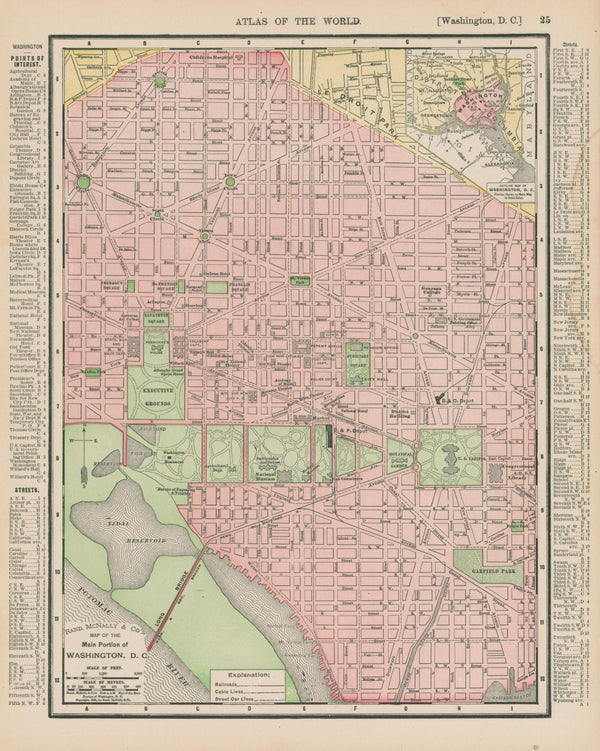 Washington D.C., City Plan- Atlas of the World - Authentic Vintage Map