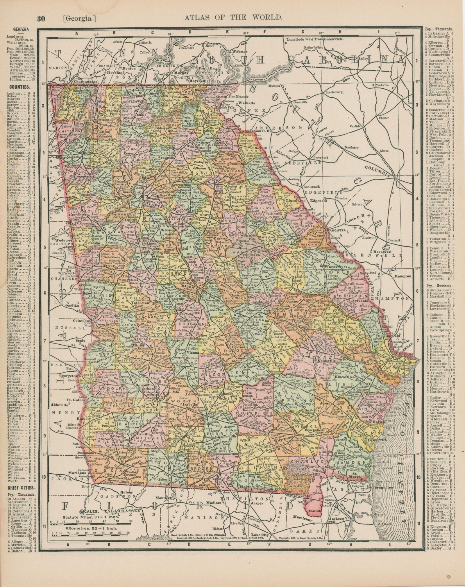 Georgia- Atlas of the World - Authentic Vintage Map