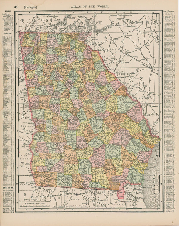 Georgia- Atlas of the World - Authentic Vintage Map