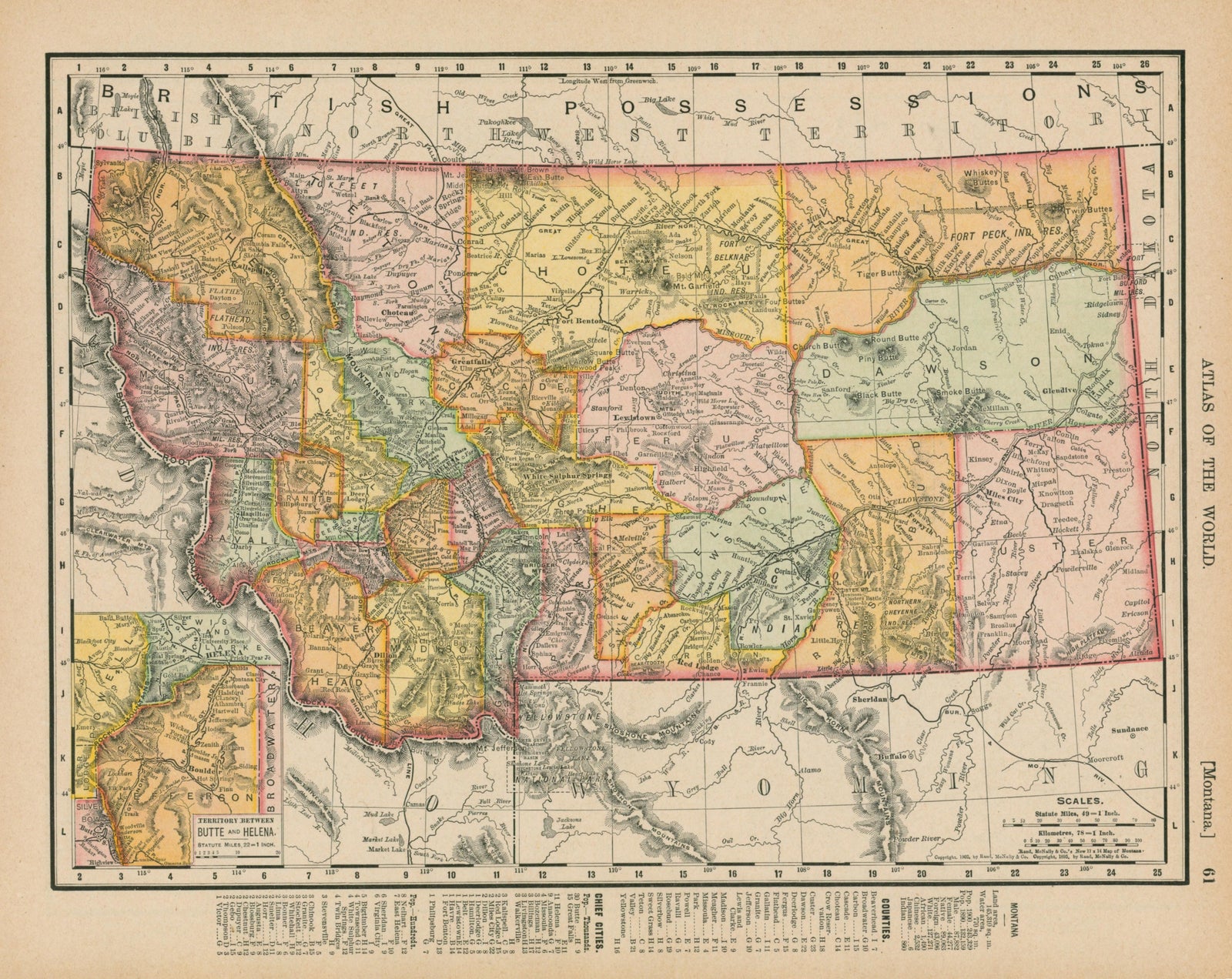 Montana- Atlas of the World - Authentic Vintage Map