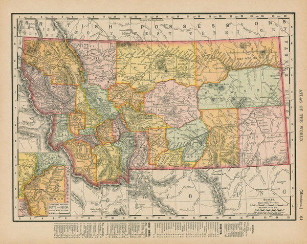 Montana- Atlas of the World - Authentic Vintage Map