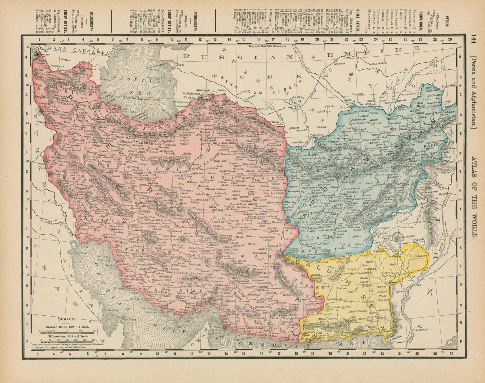 Persia, Afghanistan- Atlas of the World - Authentic Vintage Map