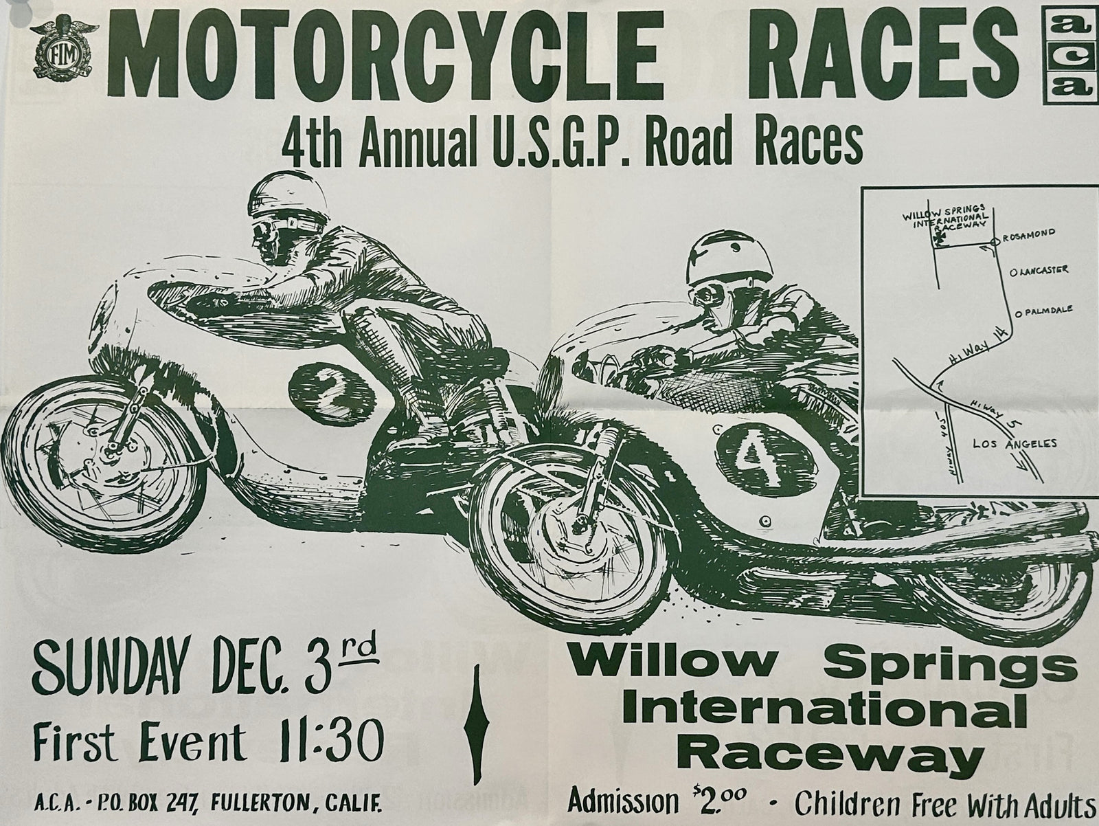 Willow Springs Raceway - Authentic Vintage Poster