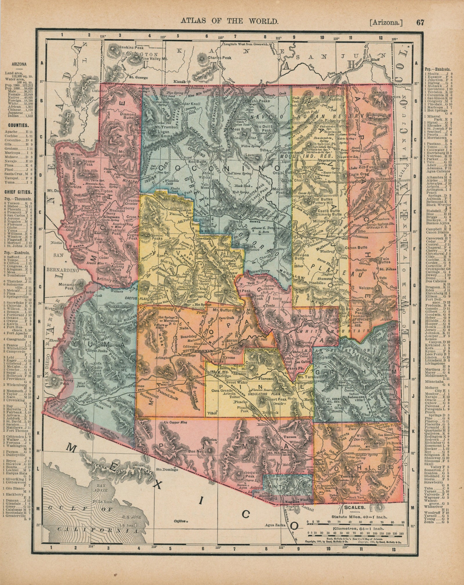Arizona- Atlas of the World - Authentic Vintage Map