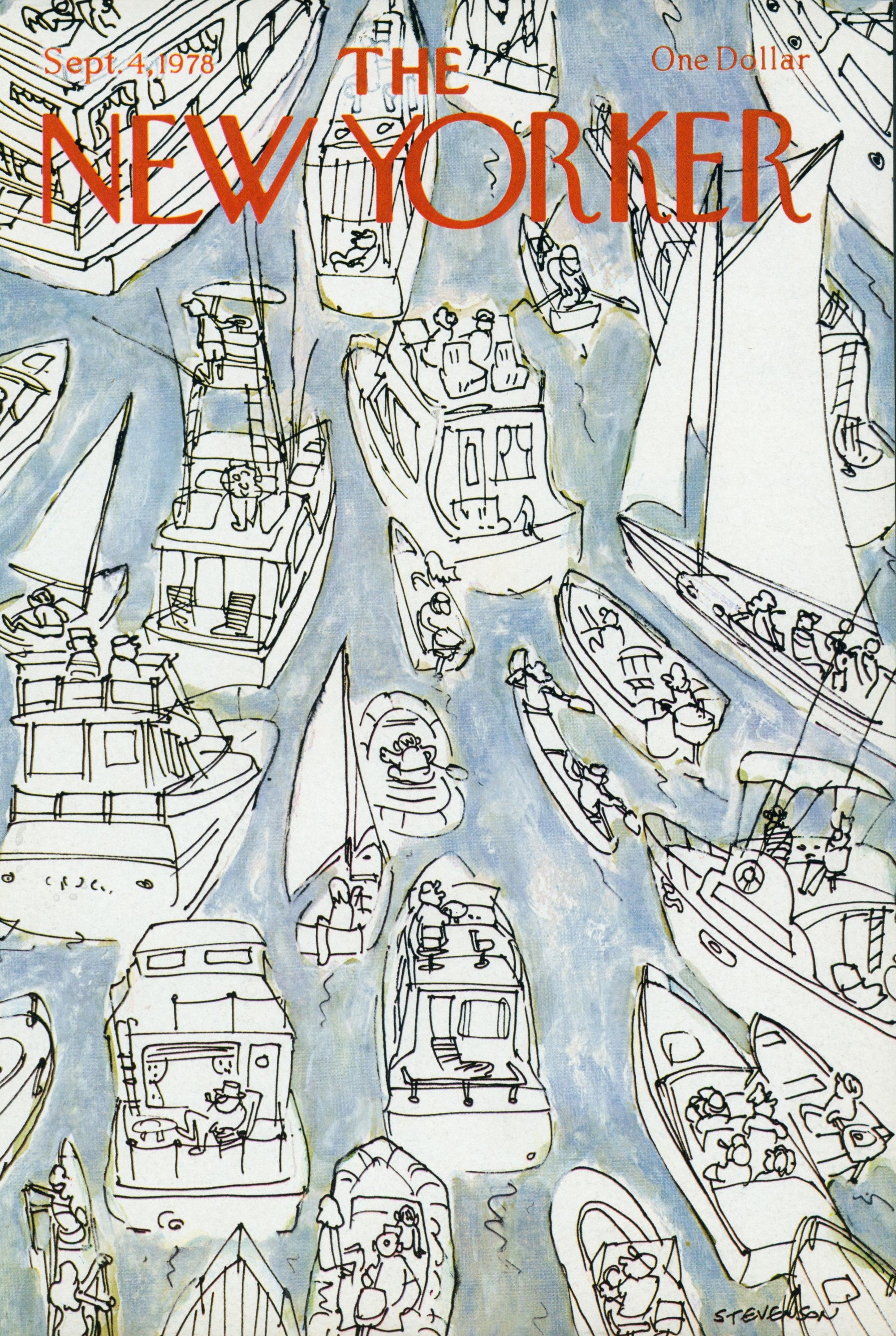 Boating Day- The New Yorker - Authentic Vintage Cover Art