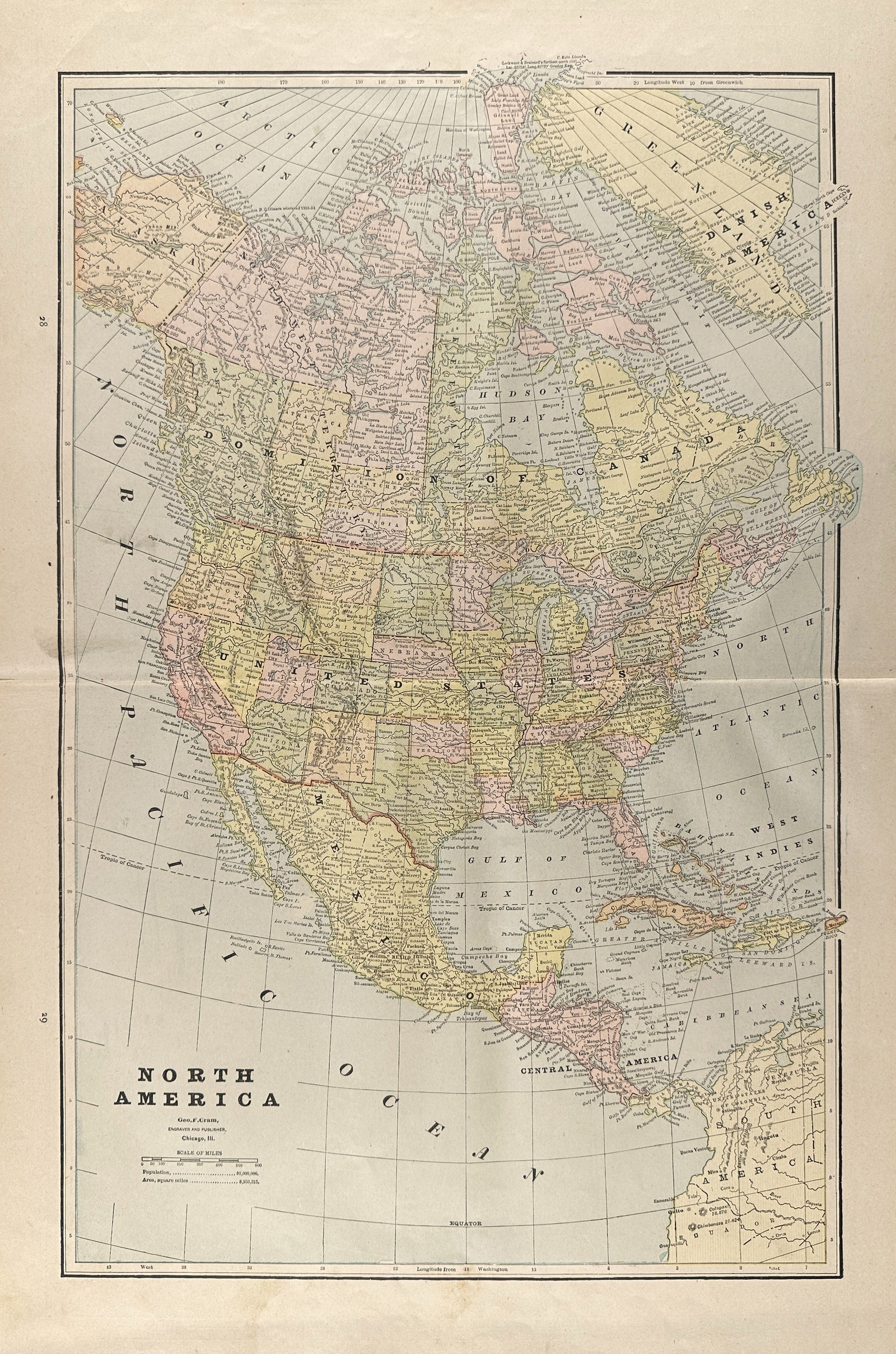 North America- Cram’s Atlas - Authentic Vintage Map
