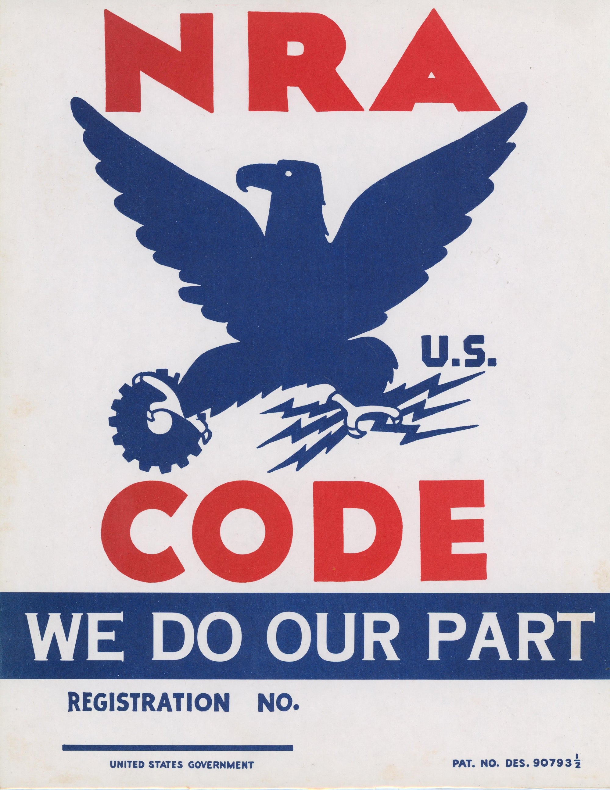 National Recovery Administration - Authentic Vintage Window Card