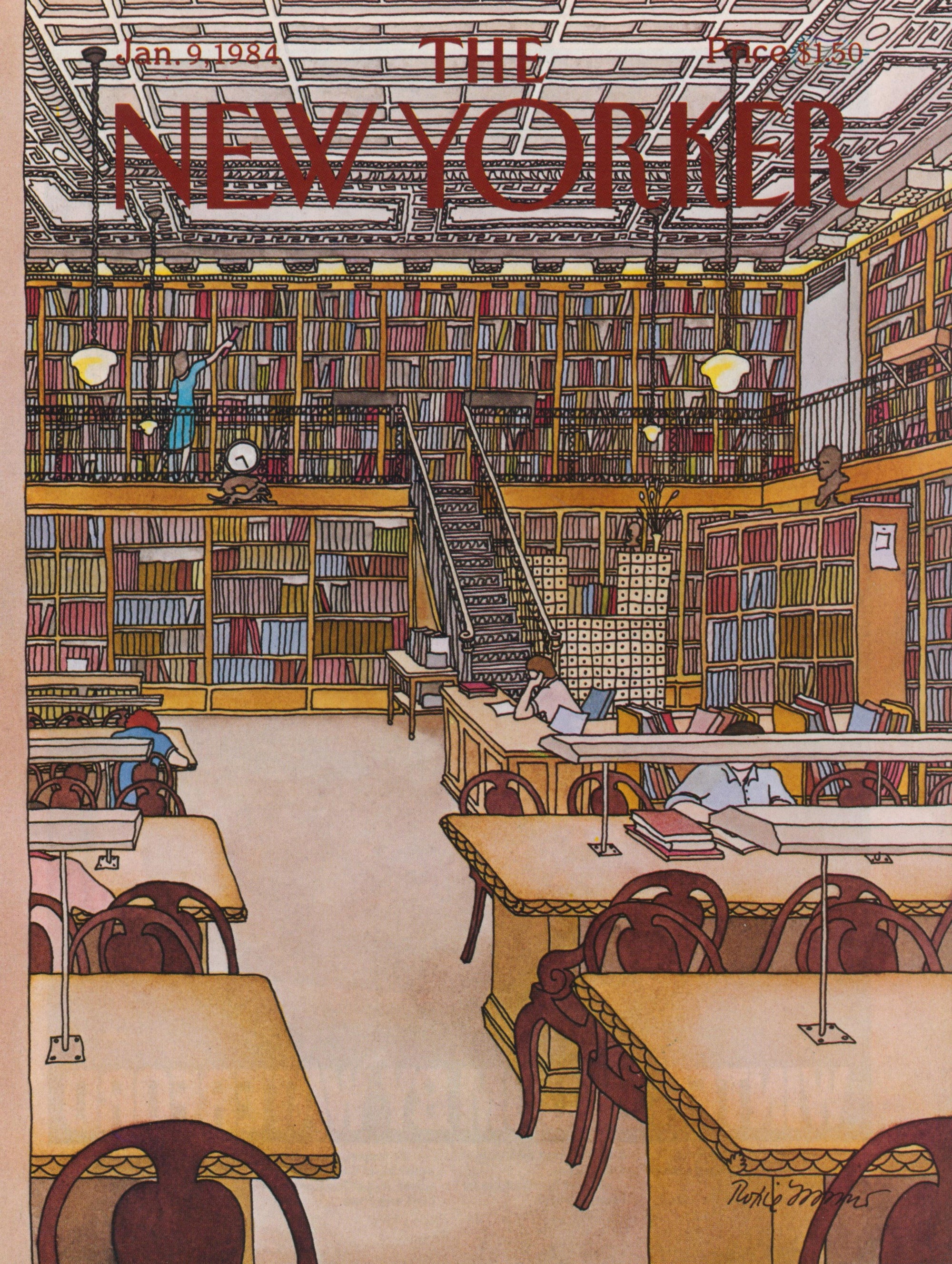 Library Love- The New Yorker - Authentic Vintage Cover Art