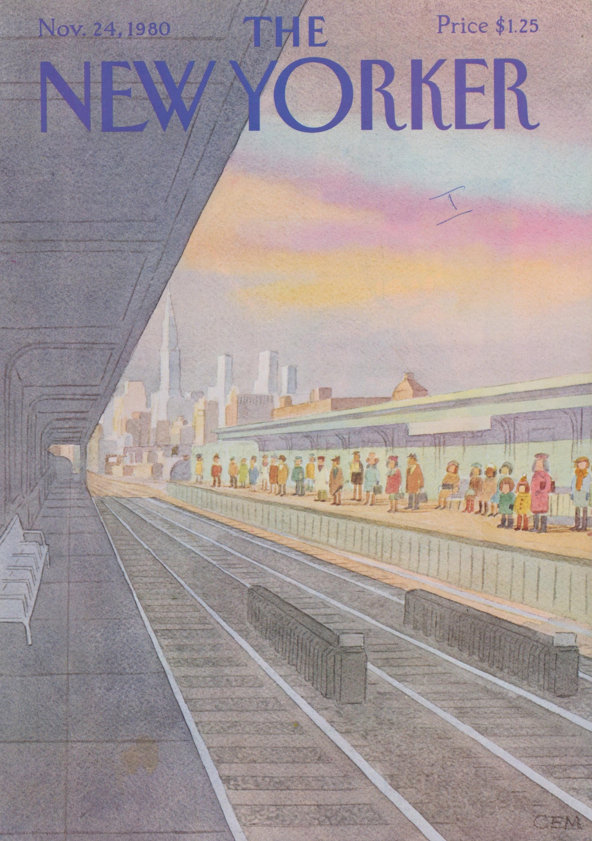 Sunset Train- The New Yorker - Authentic Vintage Cover Art