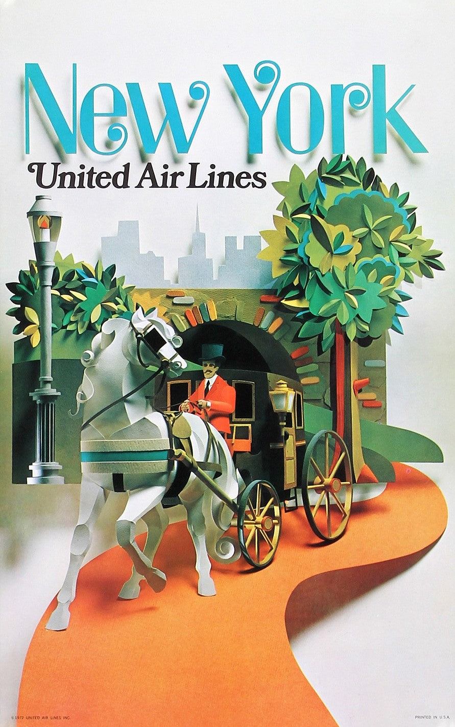 New York, United Airlines - Authentic Vintage Poster