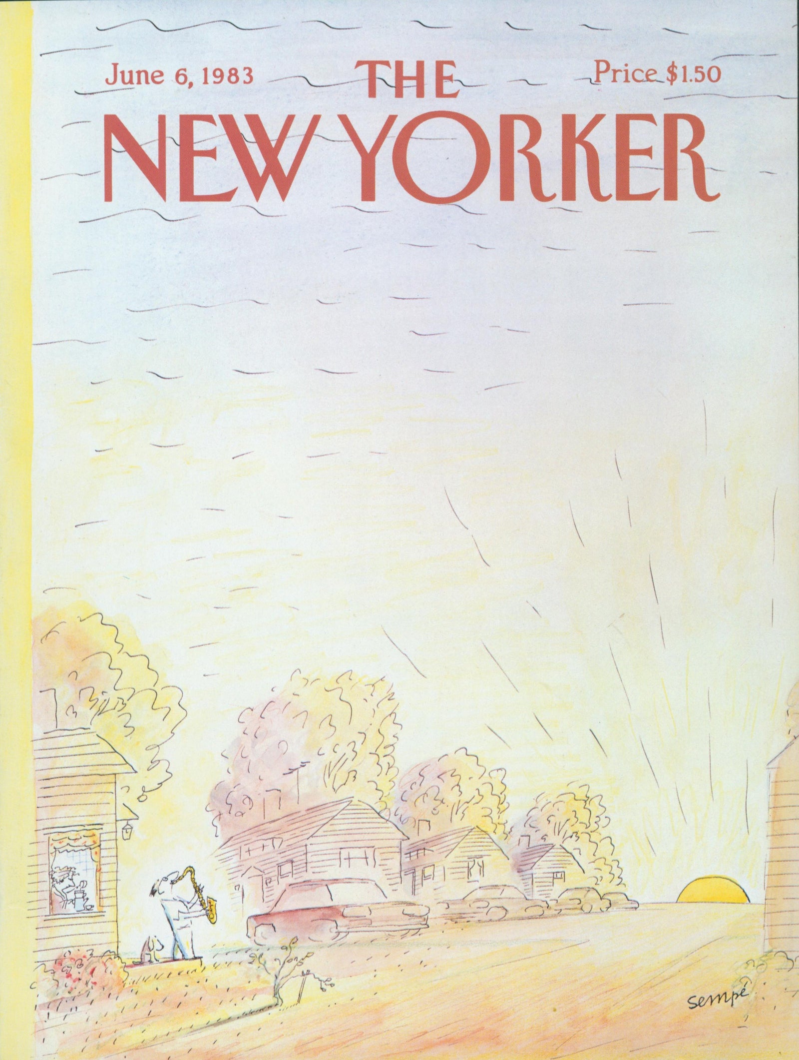 Saxophone at Sunset- The New Yorker - Authentic Vintage Cover Art