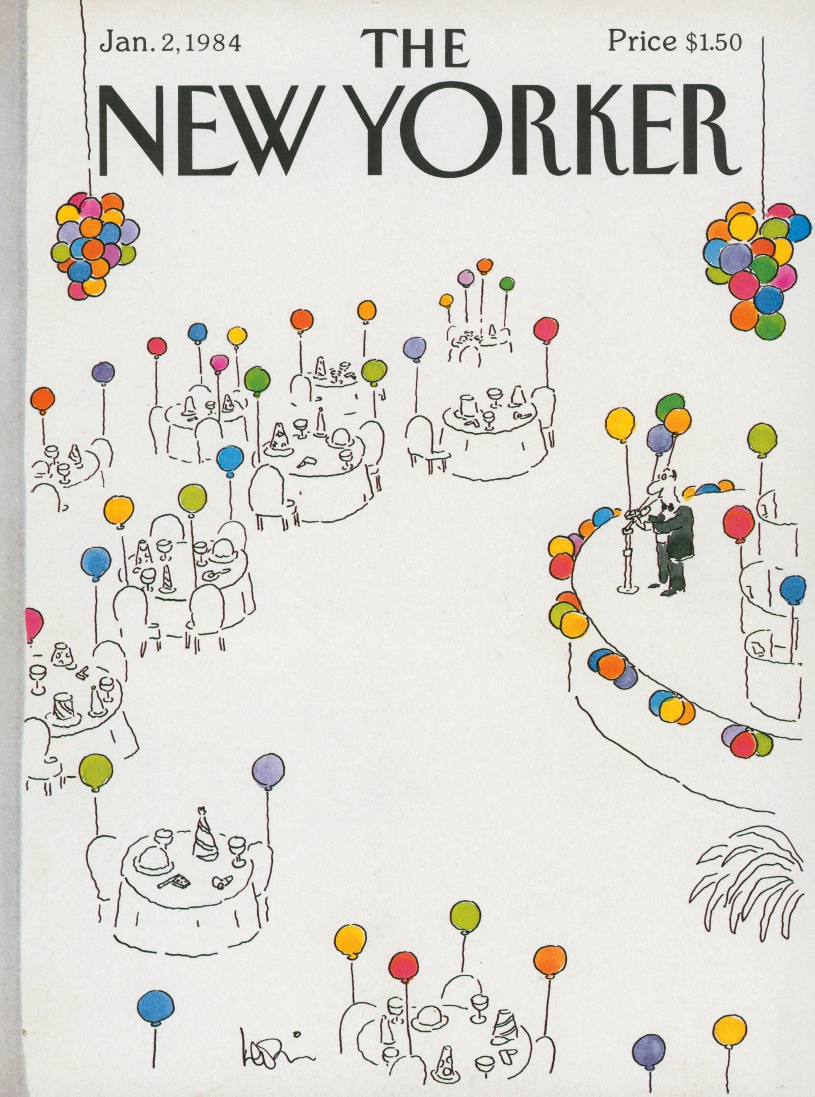 New Year's Balloons- The New Yorker - Authentic Vintage Cover Art