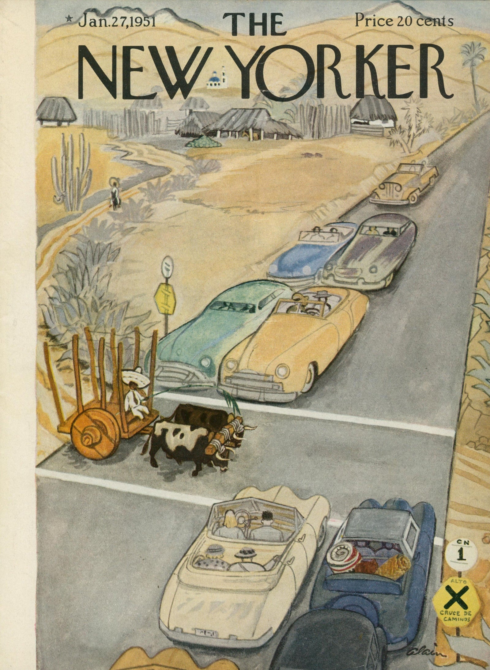Crossing of the Bulls- The New Yorker - Authentic Vintage Cover Art