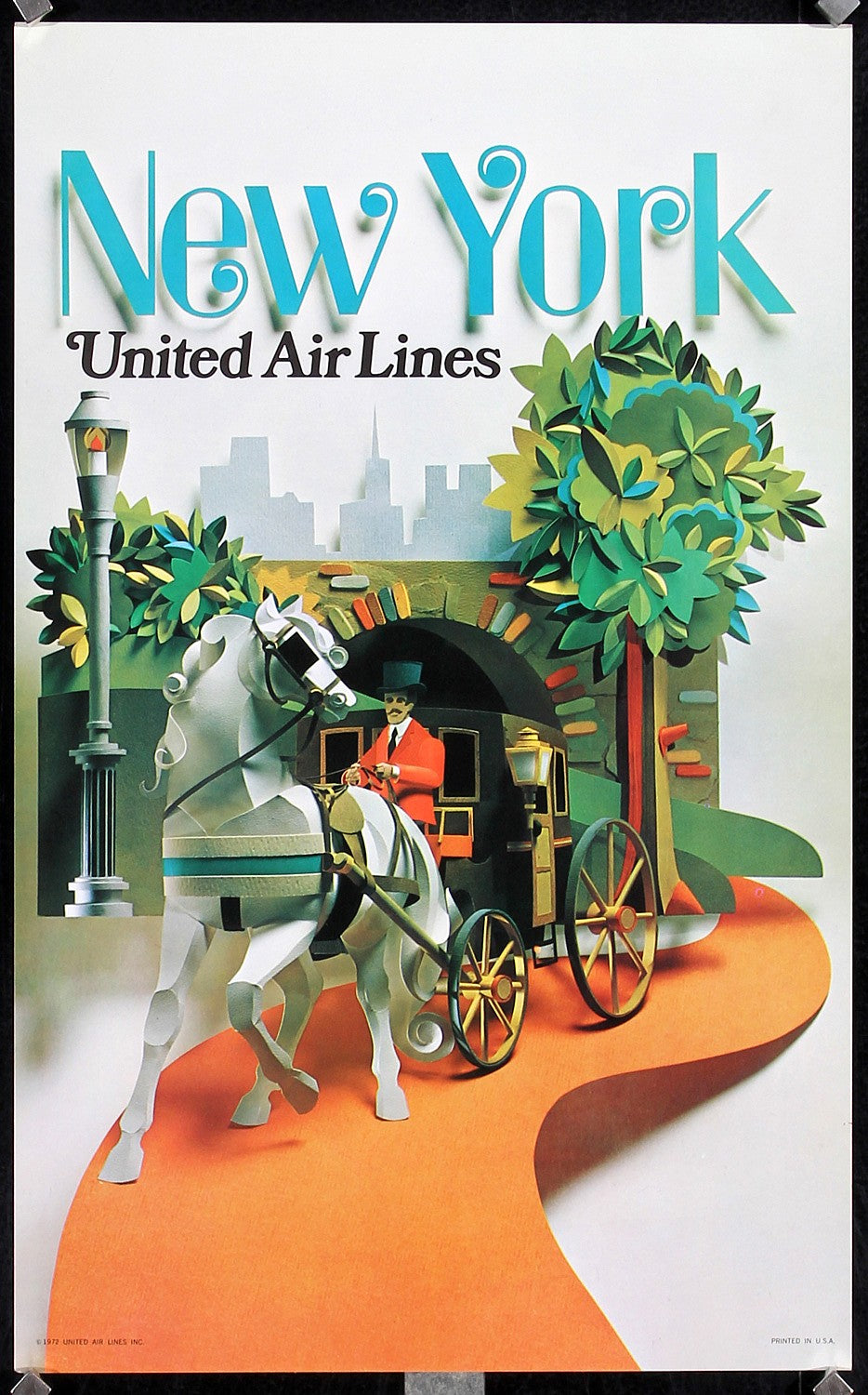 New York, United Airlines - Authentic Vintage Poster