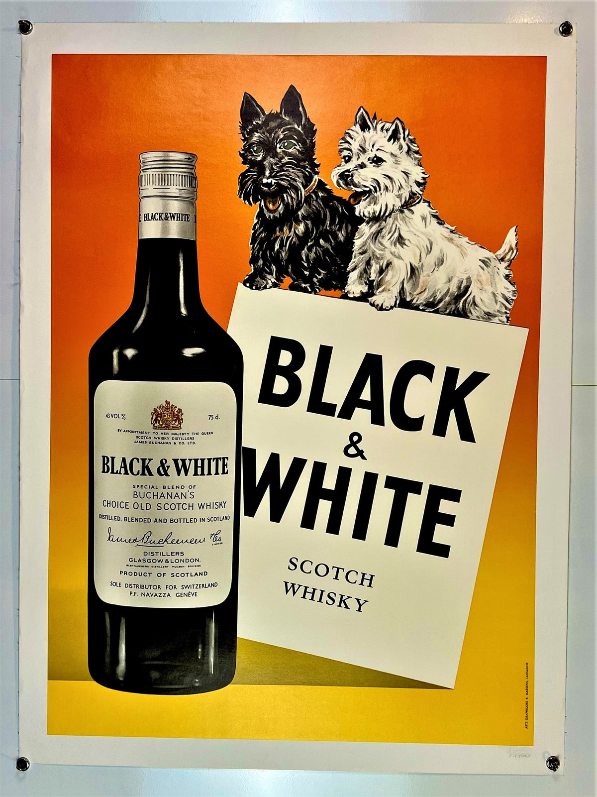 Black & White Scotch Whisky, Original Vintage Poster - Authentic